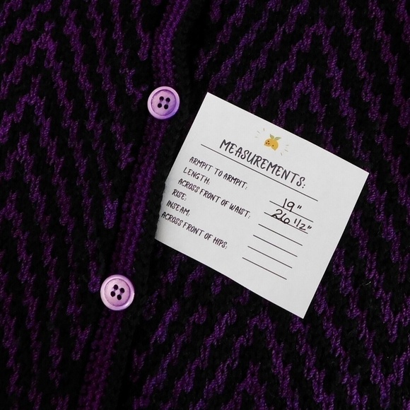 Vintage CARLISLE Purple & Black Chevron Stripe Wool Cardigan Sweater Medium - Picture 11 of 11